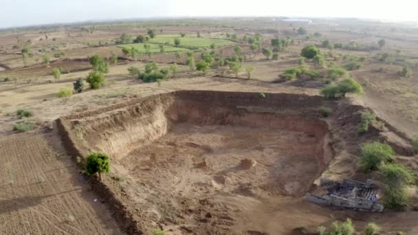Water Scarcity Rural Gujarat Drought Season India Aerial — Stock Video