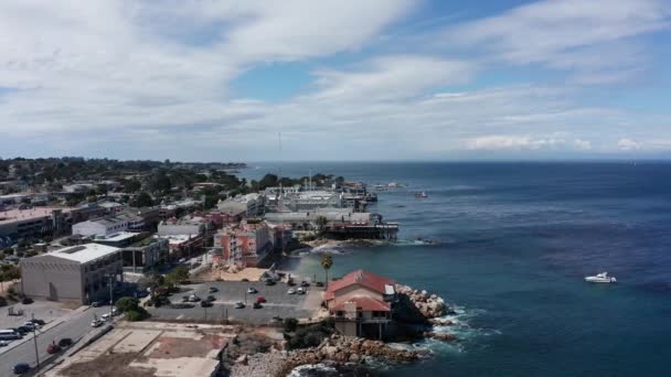 Vue Aérienne Panoramique Rangée Historique Conserveries Monterey Californie — Video