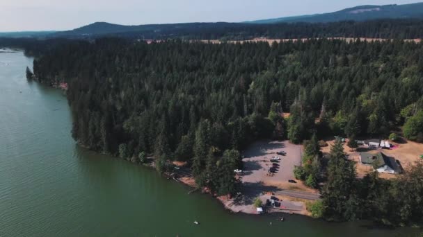 Foto Aérea Washington Lake Trees — Vídeo de stock