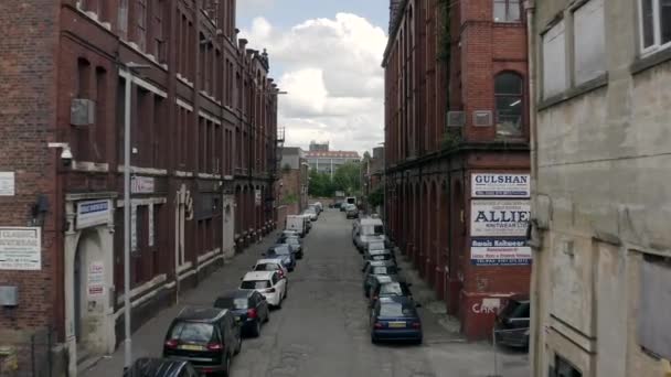 Manchester Arial Drone Push Shot Industrial Warehouse Centro Manchester — Vídeo de stock