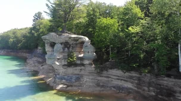 Imagens Aéreas Das Rochas Retratadas Lago Superior Michigan — Vídeo de Stock