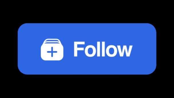Facebook Follow Button Social Media Animation Black Screen — Stock video