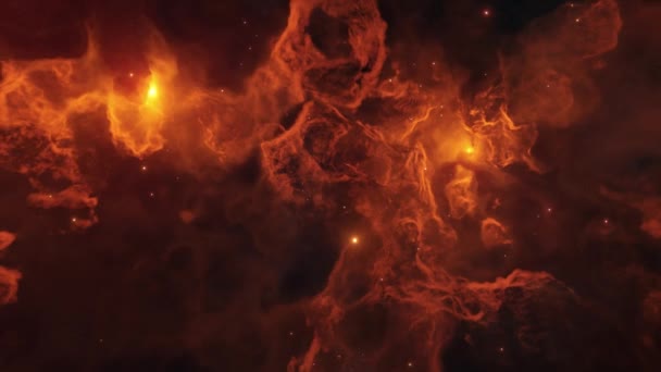 Оранжевая Газовая Туманность Глубоком Космосе — стоковое видео