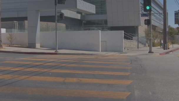 로스앤젤레스 일반적 경찰서 건물을 세우는 표지판 비디오 얼룩말의 줄무늬를 가로지르는 — 비디오