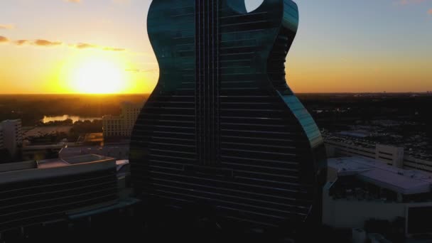 Vue Aérienne Devant Seminole Hard Rock Hotel Casino Hollywood Coucher — Video