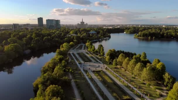 Herastrau Park Aerial Footage Bucareste Roménia — Vídeo de Stock