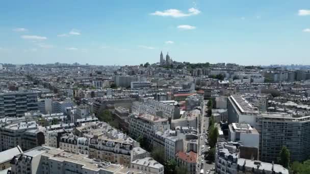 Paris Bölge Montmartre Sacre Coeur Sacred Heart Bazilikası Ile 17Me — Stok video