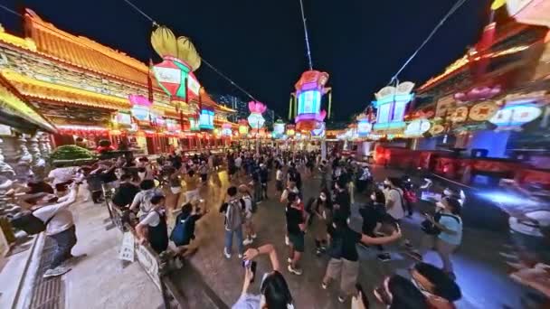 Überfüllter Wong Tai Sin Tempel Während Des Mooncake Festivals Hongkong — Stockvideo