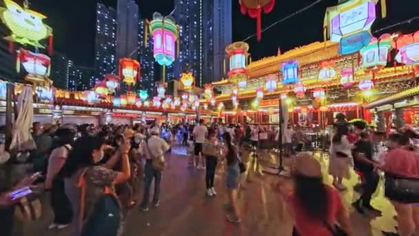 Őszi Fesztivál Éjszakai Szünete Hong Kong Wong Tai Sin Templomban — Stock videók