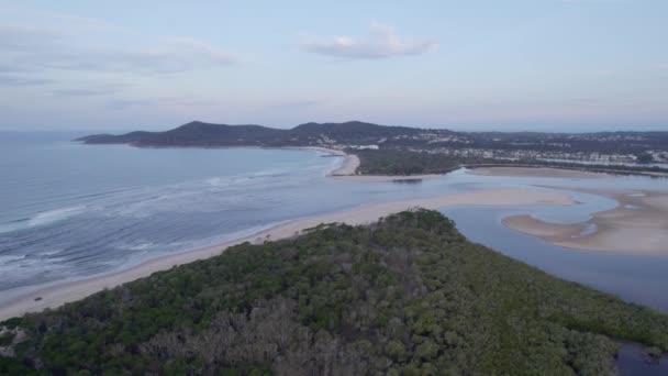 Scenic View Noosa Lagoon Beach Queensland Australia Zdjęcia Lotnicze Dronów — Wideo stockowe