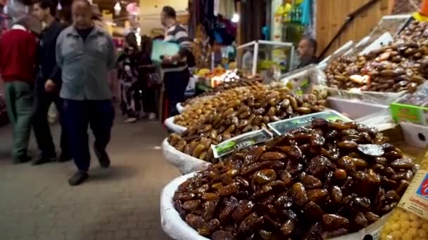 Riprese Marchio Frutta Nella Vecchia Città Medina Fez Durante Una — Video Stock