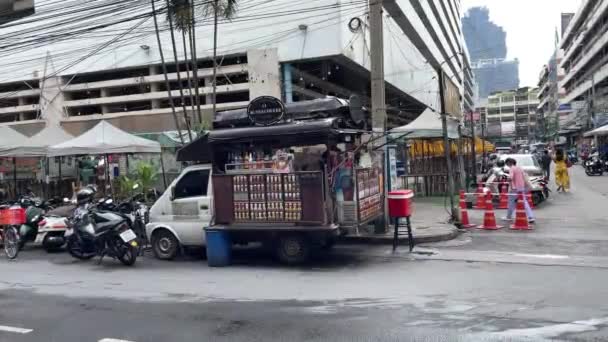 Lokalna Ciężarówka Kawą Bangkoku Tajlandia — Wideo stockowe