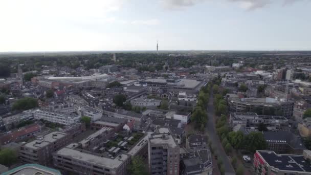 Hilversum Üzerindeki Hava Şehri Manzarası Roma Katolik Aziz Vitus Kilisesi — Stok video