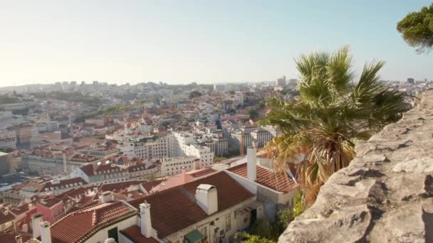 Vista Panorámica Ciudad Lisboa Verano Bajo Cielo Azul Portugal — Vídeos de Stock