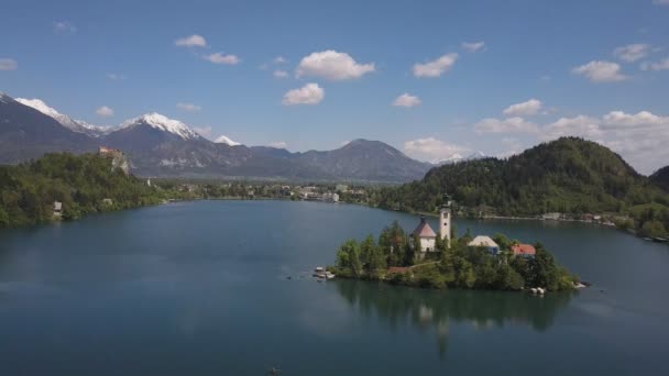 Paisaje Cinematográfico Del Lago Bled Eslovenia — Vídeo de stock