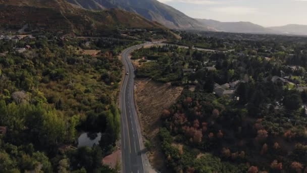 Drone Tiro Estrada Perto Little Cottonwood Canyon Salt Lake City — Vídeo de Stock