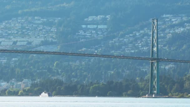 Naplemente Lions Gate Hídon Vancouverben — Stock videók