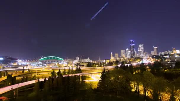 西雅图公路在夜间坍塌 — 图库视频影像