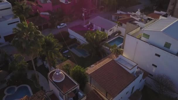 Flygfoto Solnedgången Stranden Stad Mexiko — Stockvideo