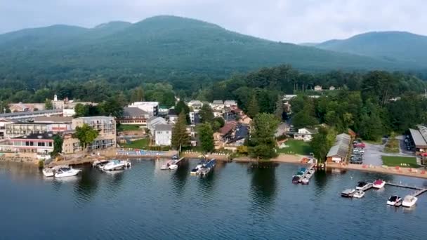 Pemandangan Drone Dari Danau George Dan Adirondack — Stok Video