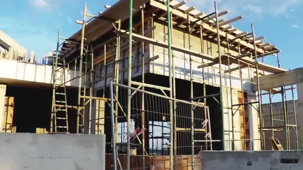 Fechar Uma Casa Ser Construída — Vídeo de Stock