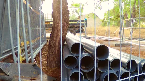 Tubos Carretera Una Jaula Almacenamiento — Vídeos de Stock