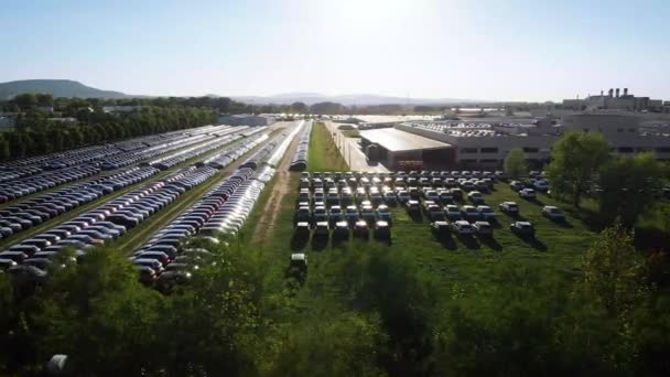 Fábrica Automóveis Partir Pôr Sol Distrito Industrial — Vídeo de Stock