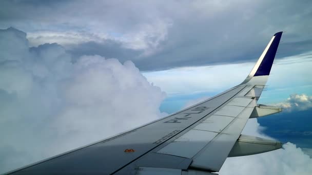Avião Comercial Voar Belas Nuvens Brancas — Vídeo de Stock