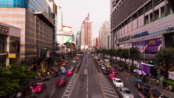 City Traffic Dusk Symmetric Bangkok — Stock Video