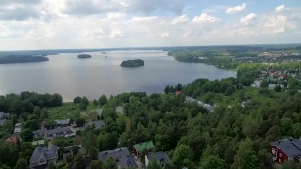 Droneshot Pięknej Pispali Lecie Ptaki Latające Nad Jeziorem — Wideo stockowe