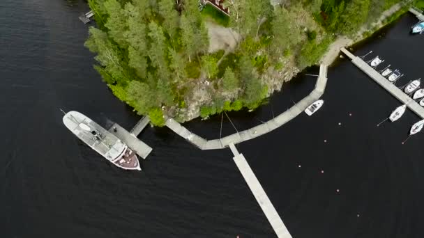 Antiguo Barco Vapor Anclado Junto Una Pequeña Isla Finlandia — Vídeo de stock