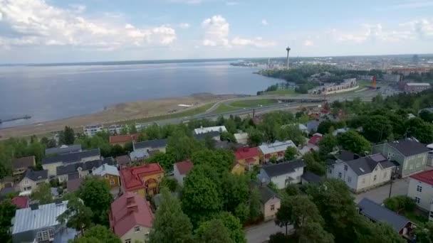 Tampere Deki Pyhjrvi Nsijrvi Göllerini Ayıran Tarihi Pispala Bölgesinin Insansız — Stok video