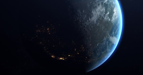 Una Lenta Rotación Tierra Medida Que Mueve Día Noche Tierra — Vídeo de stock