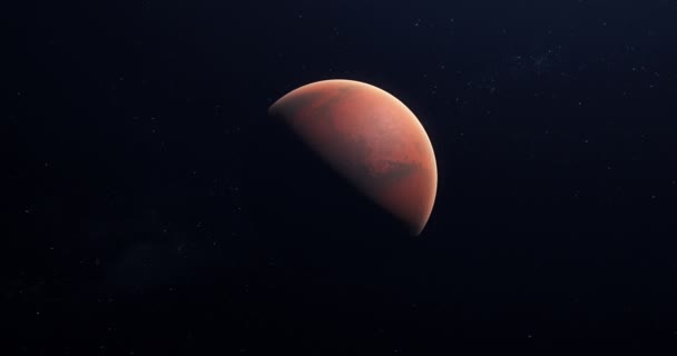 우주에 화성으로 여행하는 것입니다 화성은 우주와 중심으로 자전합니다 상세하고 현실적 — 비디오