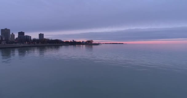 Jezioro Michigan Widok Zachód Słońca Wody — Wideo stockowe