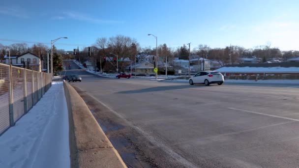 Timelapse Busy Intersection Small Urban Town Lemont Illinois Usa Beautiful — Stock Video
