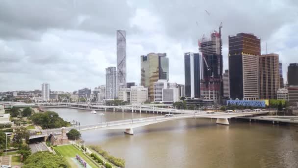 Brisbane Stad Skyline Schot Van Hogerhand — Stockvideo