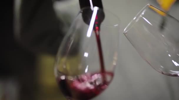 Czerwone Wino Porcjowane Kieliszków — Wideo stockowe