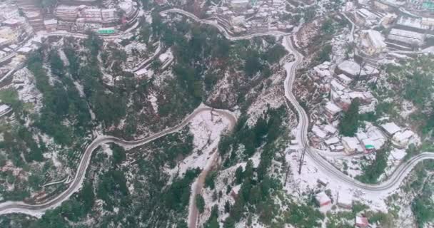 Popular Hill Station Uttarakhand Inida Mussoorie Снігопад Mussoorie Повітряний Вид — стокове відео