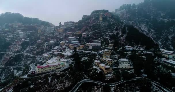 Müzsoori Uttarakhand Hindistan Uttarakhand Daki Yüksek Tepe Istasyonu Kar Yağışına — Stok video