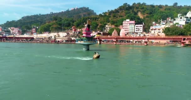 Ganga Ghat Güzel Manzarası Har Pauri Uttarakhand Hindistan Kutsal Nehir — Stok video