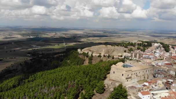 Revealing Hills Fields Drone Ascoli Satriano Castle Puglia — Stock Video