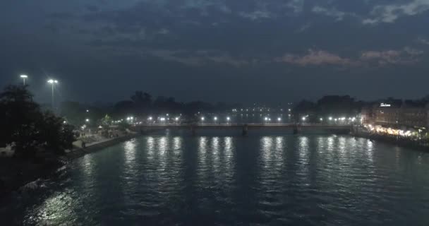Haridwar Şehri Geceleri Haridwar Güzel Manzarası Uttarakhand Hindistan Şehre Ganj — Stok video