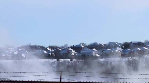 Una Vista Lontano Una Piccola Città Urbana America Temperature Gelide — Video Stock