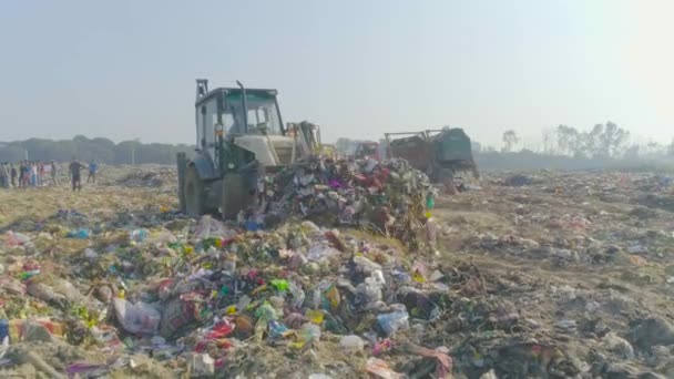 Disparo Planta Manejo Desechos Sólidos Haridwar Uttarakhand India Vertido Basura — Vídeo de stock