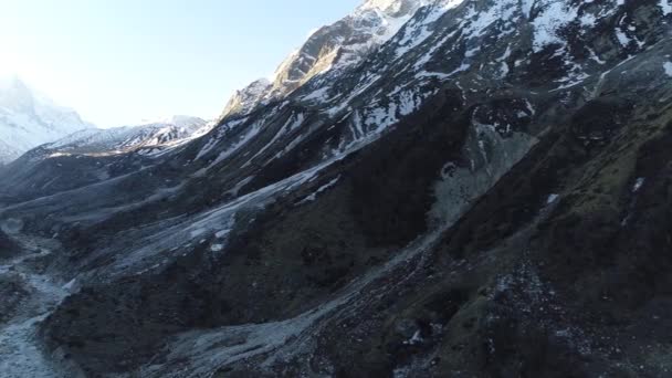 Gaumukh Trek View Gaumukh Glaciär Källan Till Bhagirathi Som Högaktas — Stockvideo