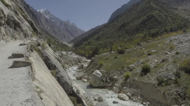 Pohled Gangotri Gaumukh Trek Trek Vás Zavede Gomukhu Mytologickému Prameni — Stock video