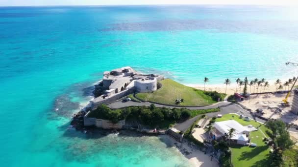 Veduta Aerea Del Vecchio Forte Sull Isola Tropicale Con Vista — Video Stock