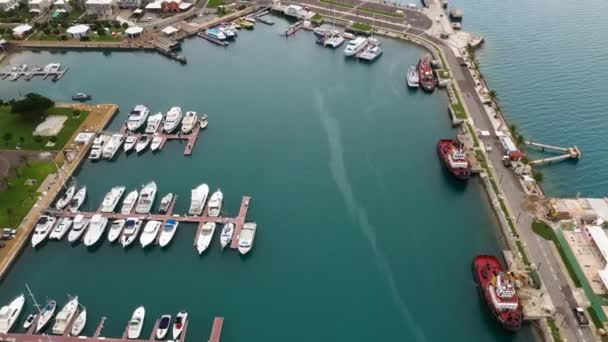 Veduta Aerea Del Porto Dell Isola Tropicale Con Fortezza Pietra — Video Stock