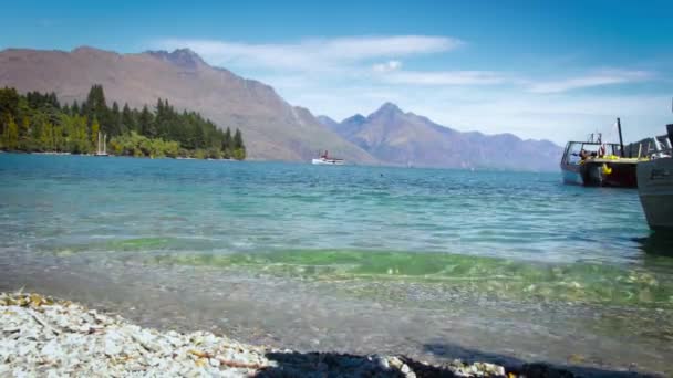 Sjöutsikt Utanför Hotell Queenstown Nya Zealand — Stockvideo